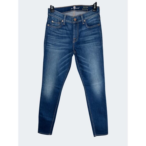 7 For All Mankind Womens Ankle Skinny Jeans Blue Denim Size 26 - Picture 3 of 15